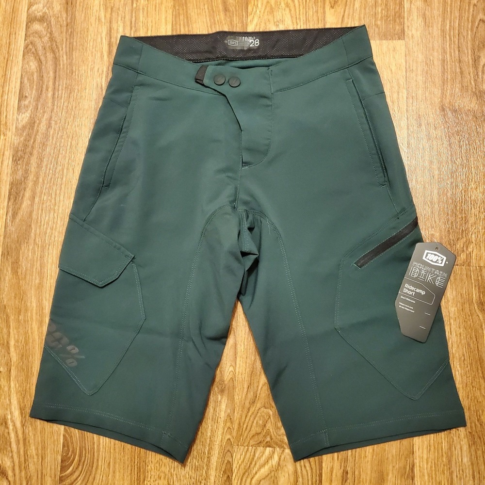 100% Ridecamp Mountain Bike Shorts Men 28 Forest Green Cycling New